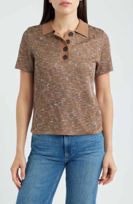 Swirl Jacquard Polo Sweater