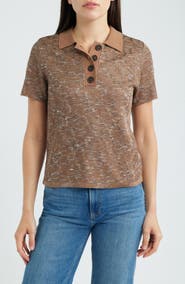 NIC+ZOE Swirl Jacquard Polo Sweater