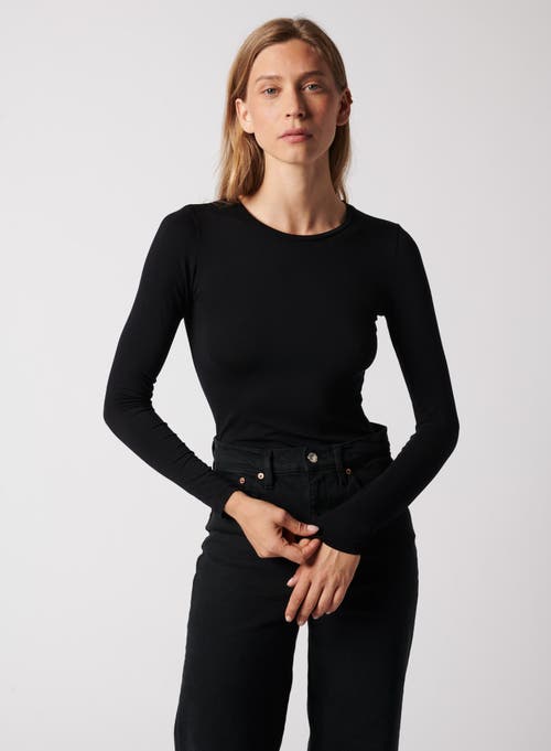 Majestic Filatures Soft Touch Long Sleeve Crewneck T-shirt In Black