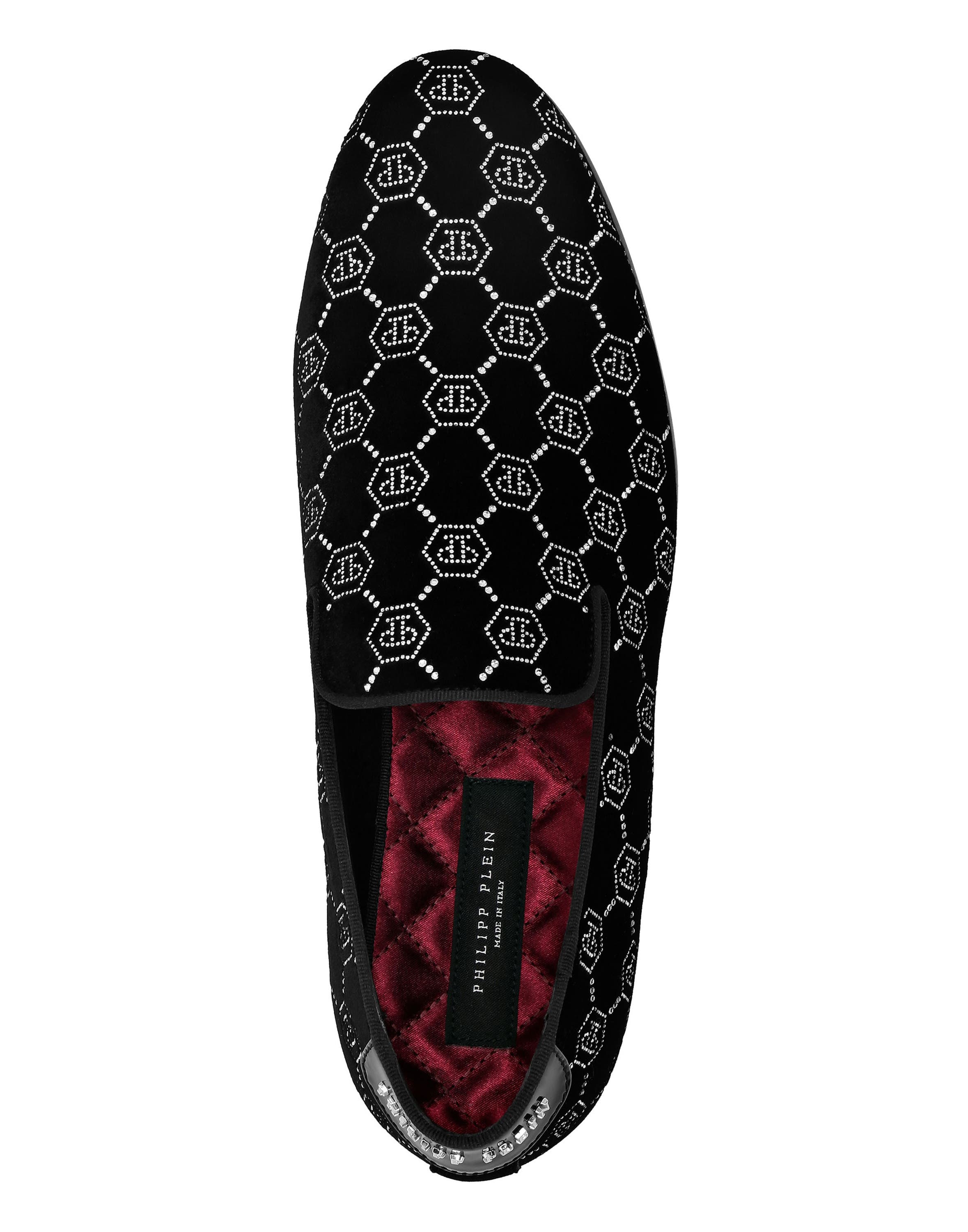 Velvet Loafers Strass Monogram Men, Alternate, color, black/crystal