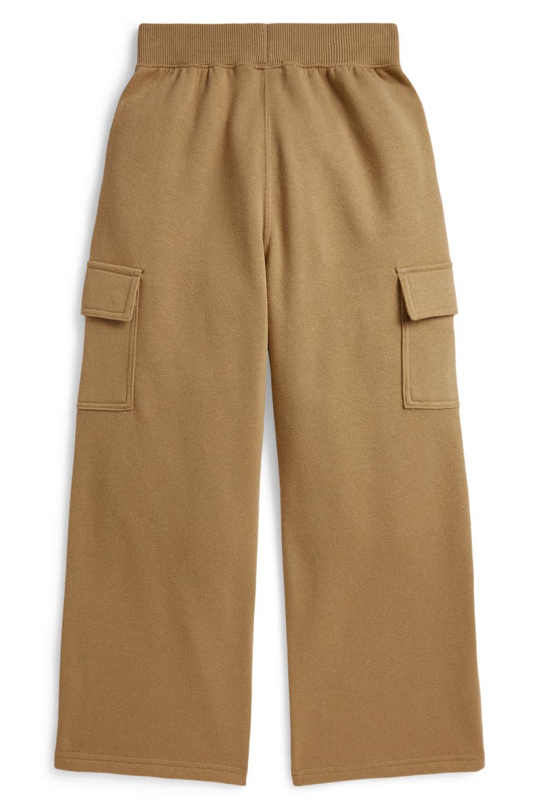 Kids' Wide Leg Fleece Cargo Sweatpants, Alternate, color, CAMEL