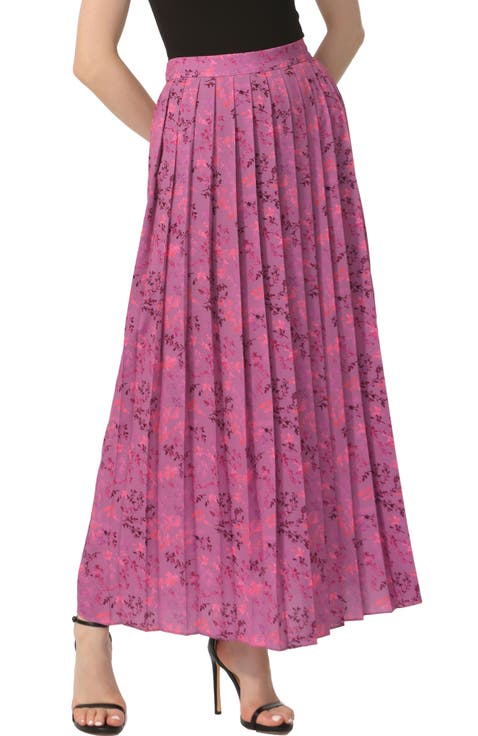 Women's Print Box Pleat Maxi Skirt