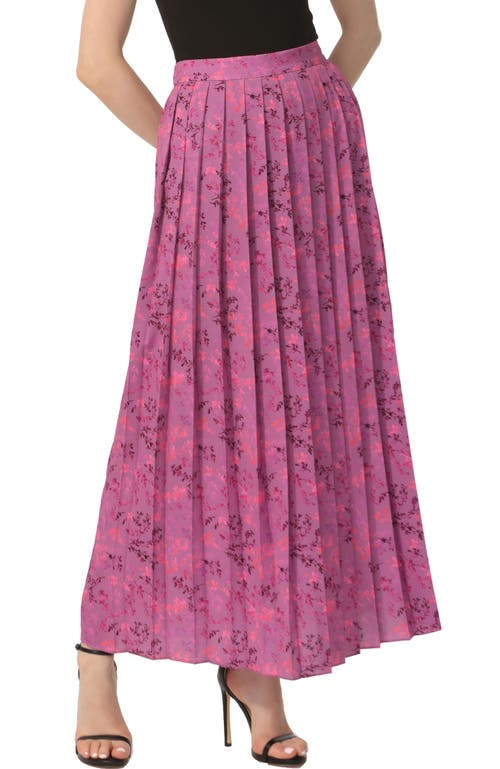 Kimi & Kai Print Box Pleat Maxi Skirt In Pink