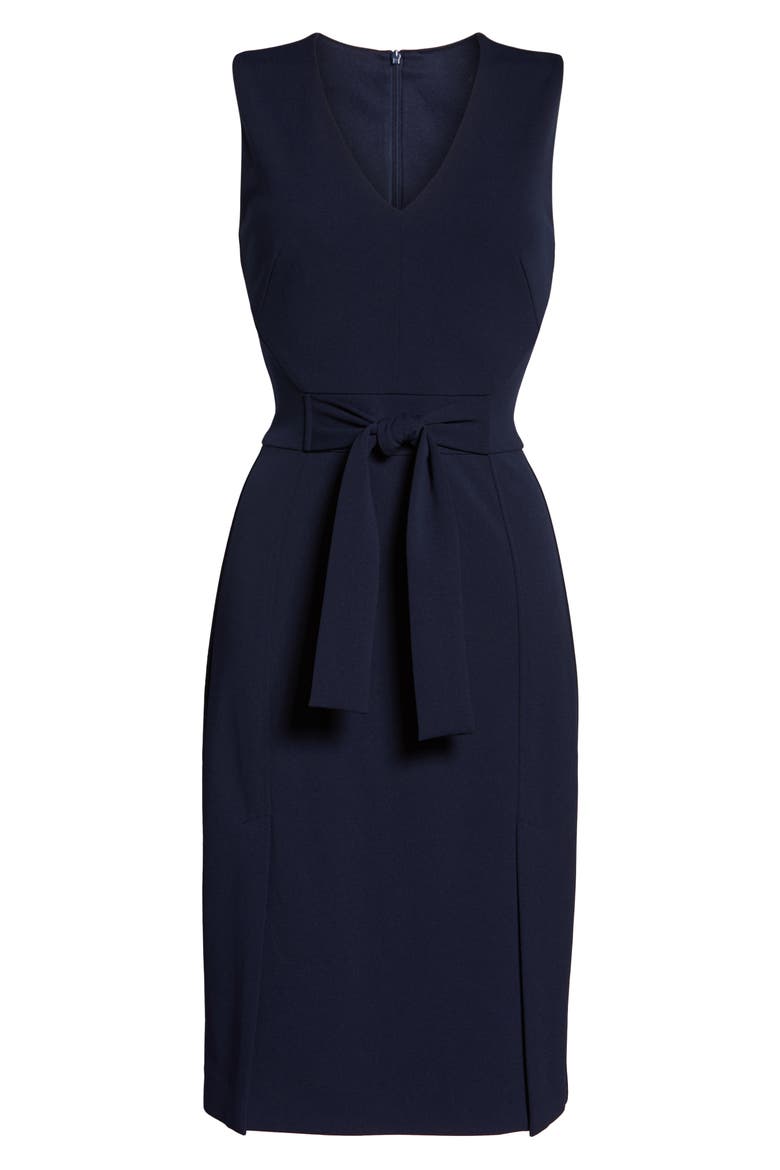 Scuba Crepe Sheath Dress, Alternate, color, NAVY