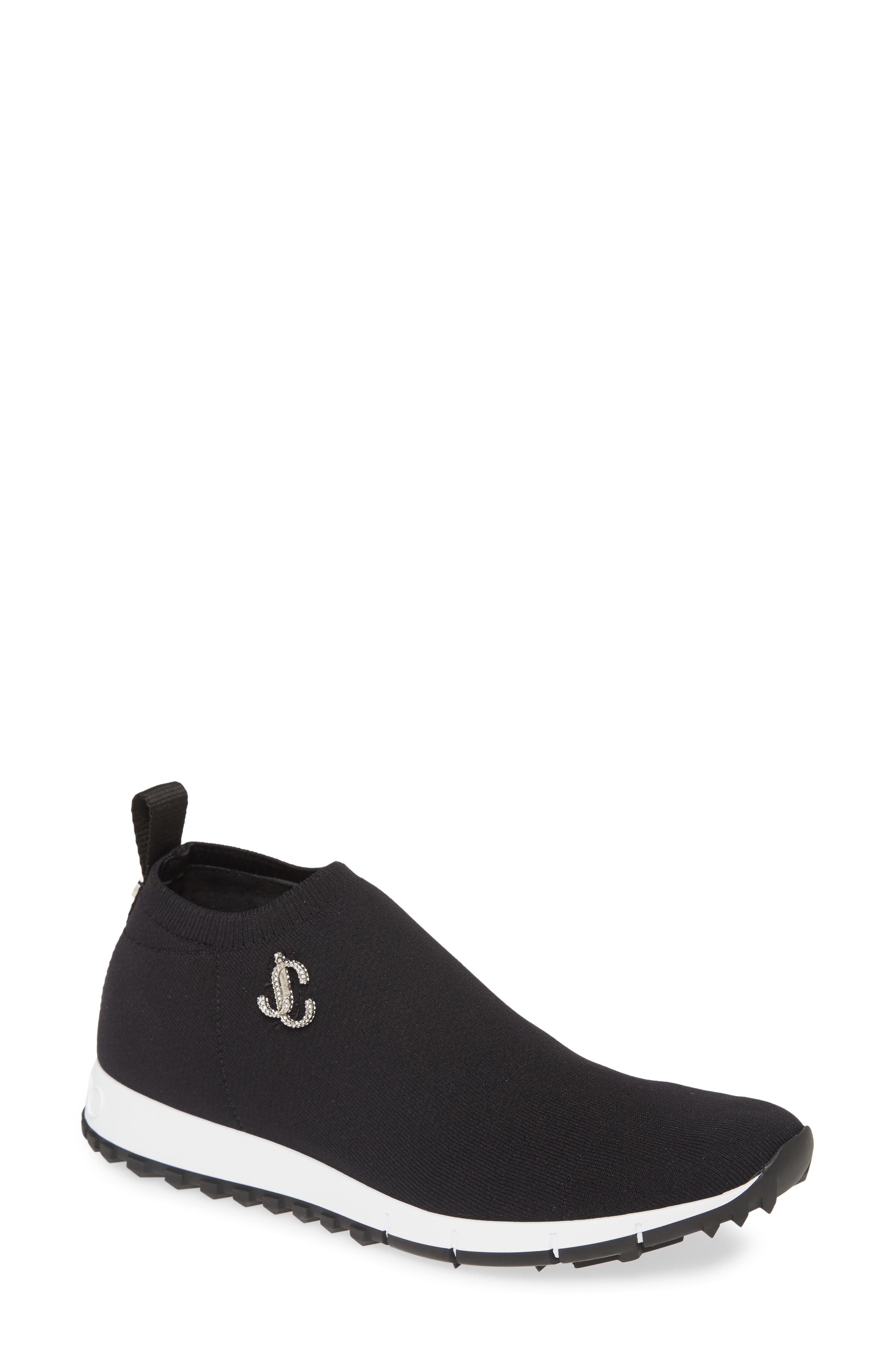 Jimmy Choo Norway Crystal Logo Knit Sneaker, Main, color, 