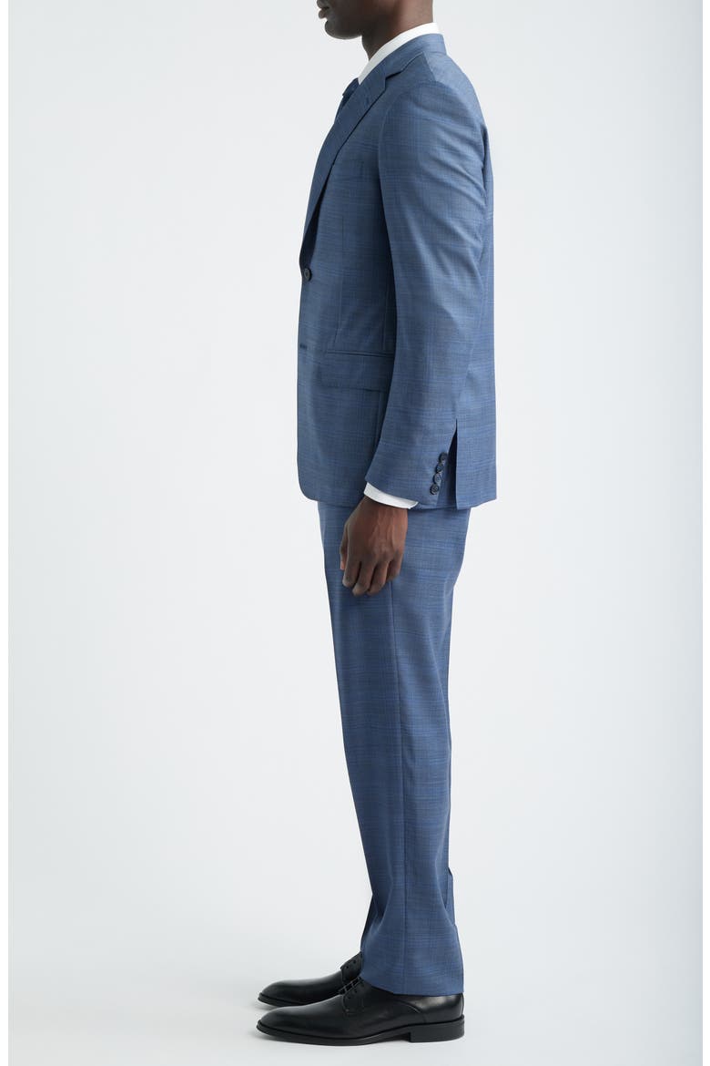 Slate Blue Mélange Plaid Wool Suit, Alternate, color, BLUE
