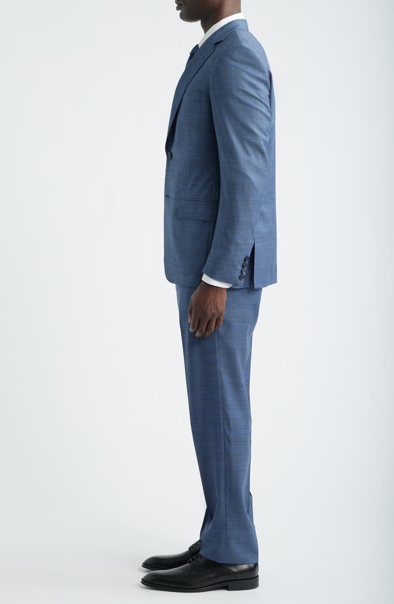 Heritage Gold Slate Blue Mélange Plaid Wool Suit, Alternate, color, Blue