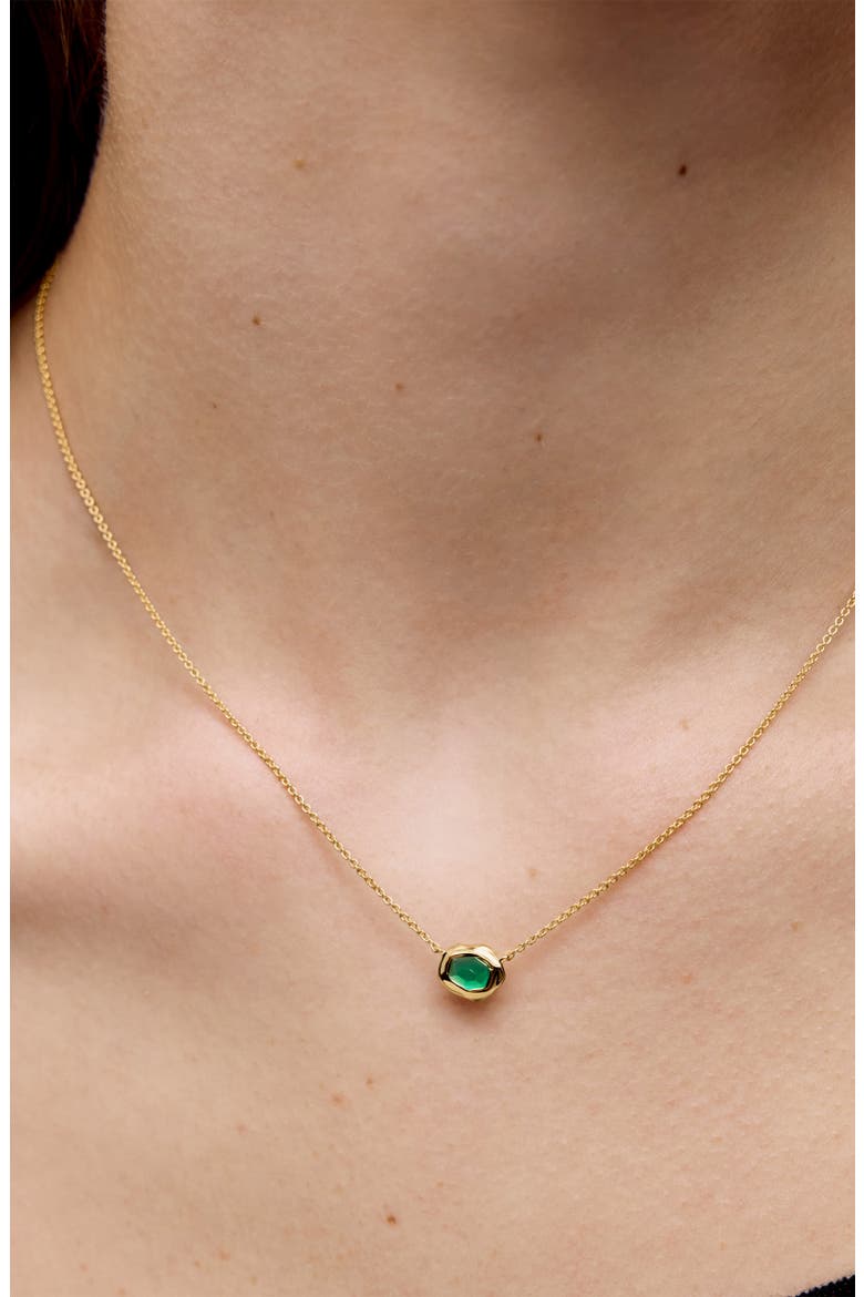 Small Odyssey Pendant Necklace, Alternate, color, 18CT GOLD VERMEIL / GREEN ONYX