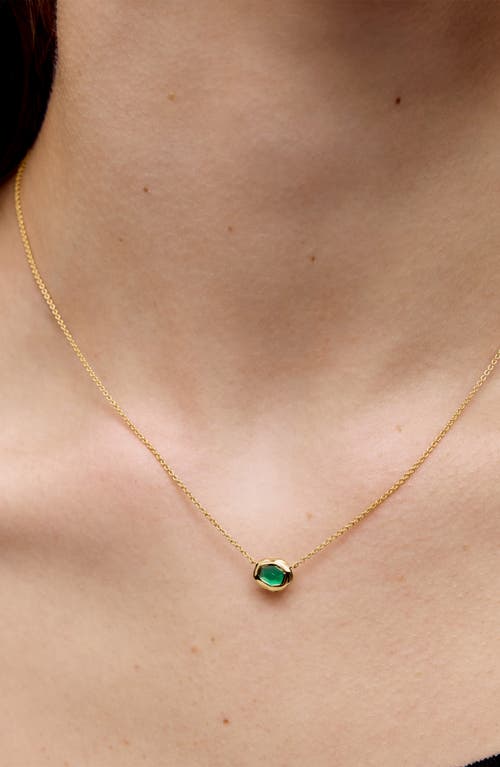 Monica Vinader Gold Odyssey Gemstone Small Chain Necklace Green Onyx In 18ct Gold Vermeil/green Onyx