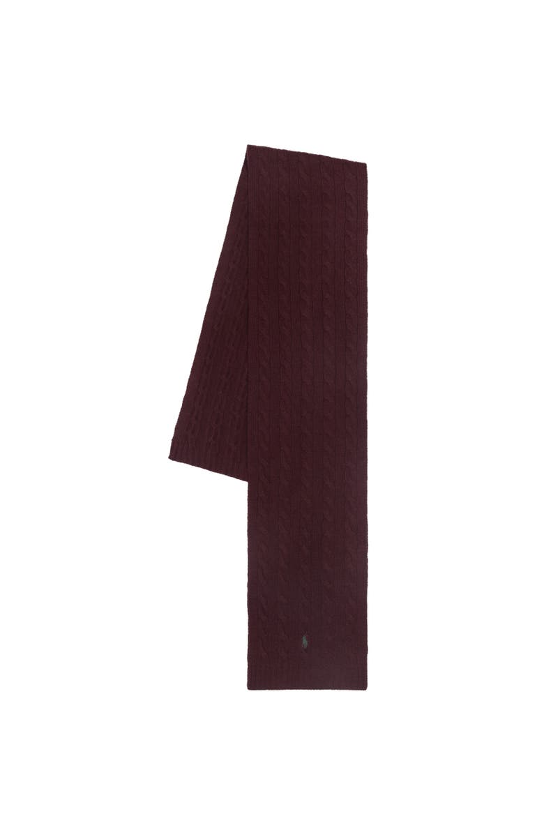 Cashmere Blend Cable Scarf, Alternate, color, Aged Wine Htr