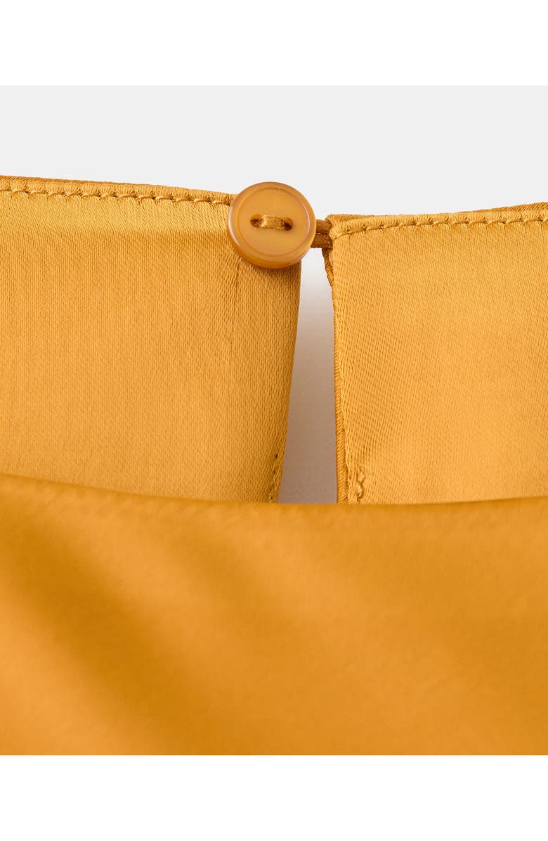 MANGO Twist Flutter Sleeve Satin Dress, Alternate, color, Ochre