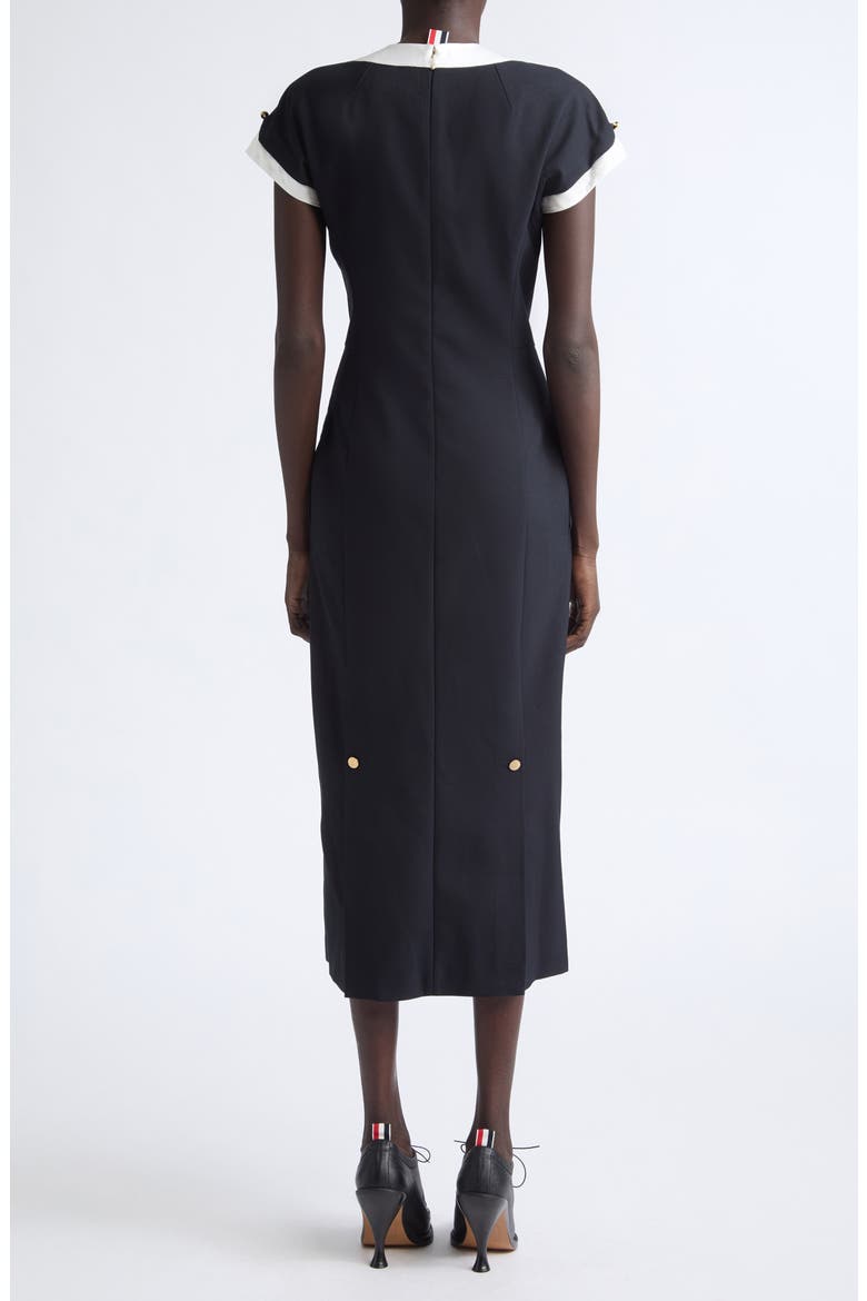 Trompe l'Oeil Polo Wool Hopsack Dress, Alternate, color, NAVY