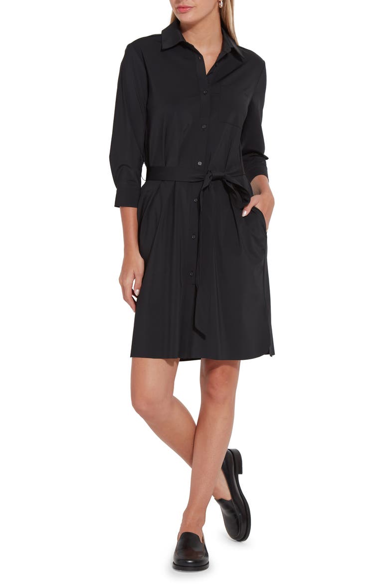 'Lyssentials Schiffer Shirtdress, Main, color, BLACK
