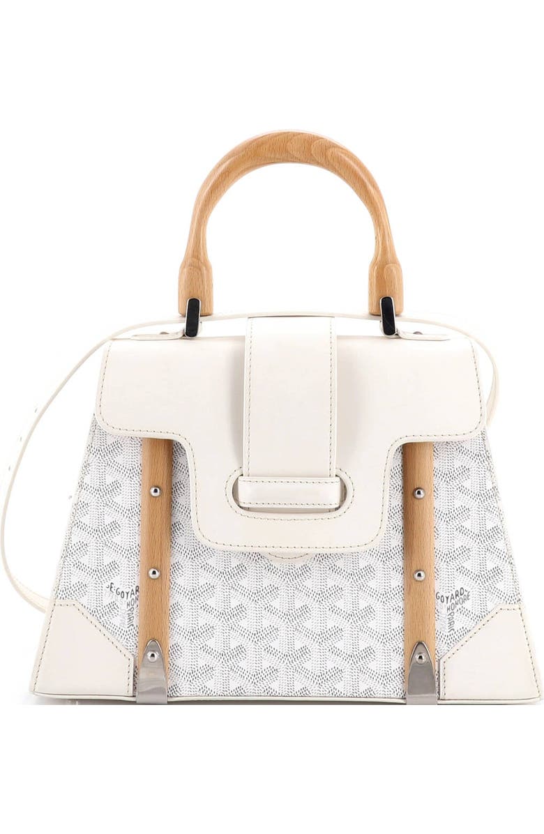 Pre-Owned Goyard Saigon Top Handle Bag Coated Canvas with Leather PM, Main, color, White