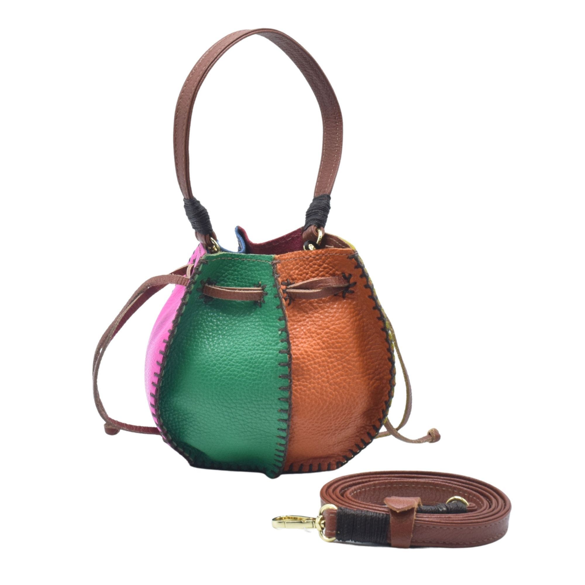 Mini Bucket Pouch Leather Bag, Main, color, Rainbow