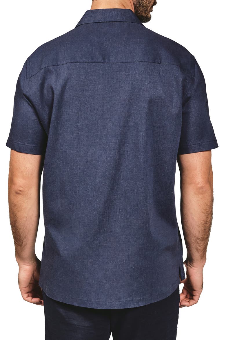Marco Floral Embroidered Camp Shirt, Alternate, color, BLUE