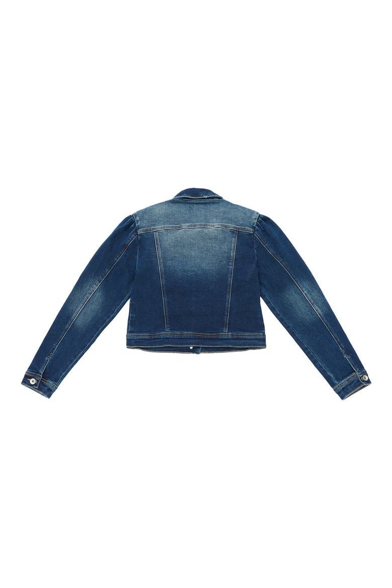 Puff Shoulder Crop Denim Jacket, Alternate, color, STELLAR