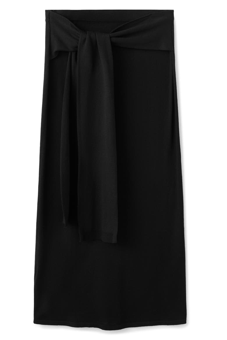 Knotted Knit Midi Skirt, Alternate, color, BLACK