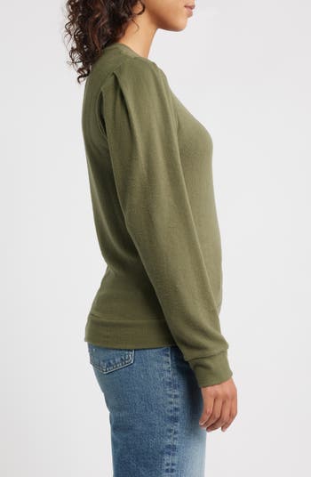 Pleated Long Sleeve Brushed Jersey Top