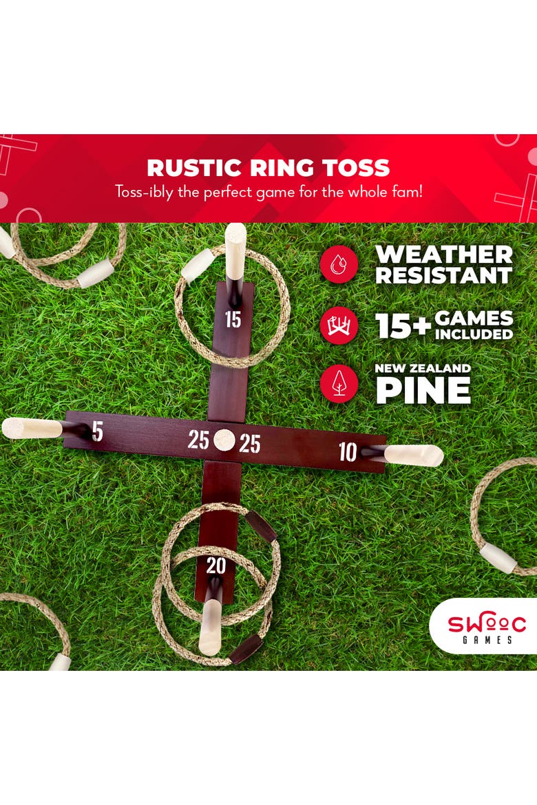Premium Rustic Ring Toss Outdoor Game, Alternate, color, Brown