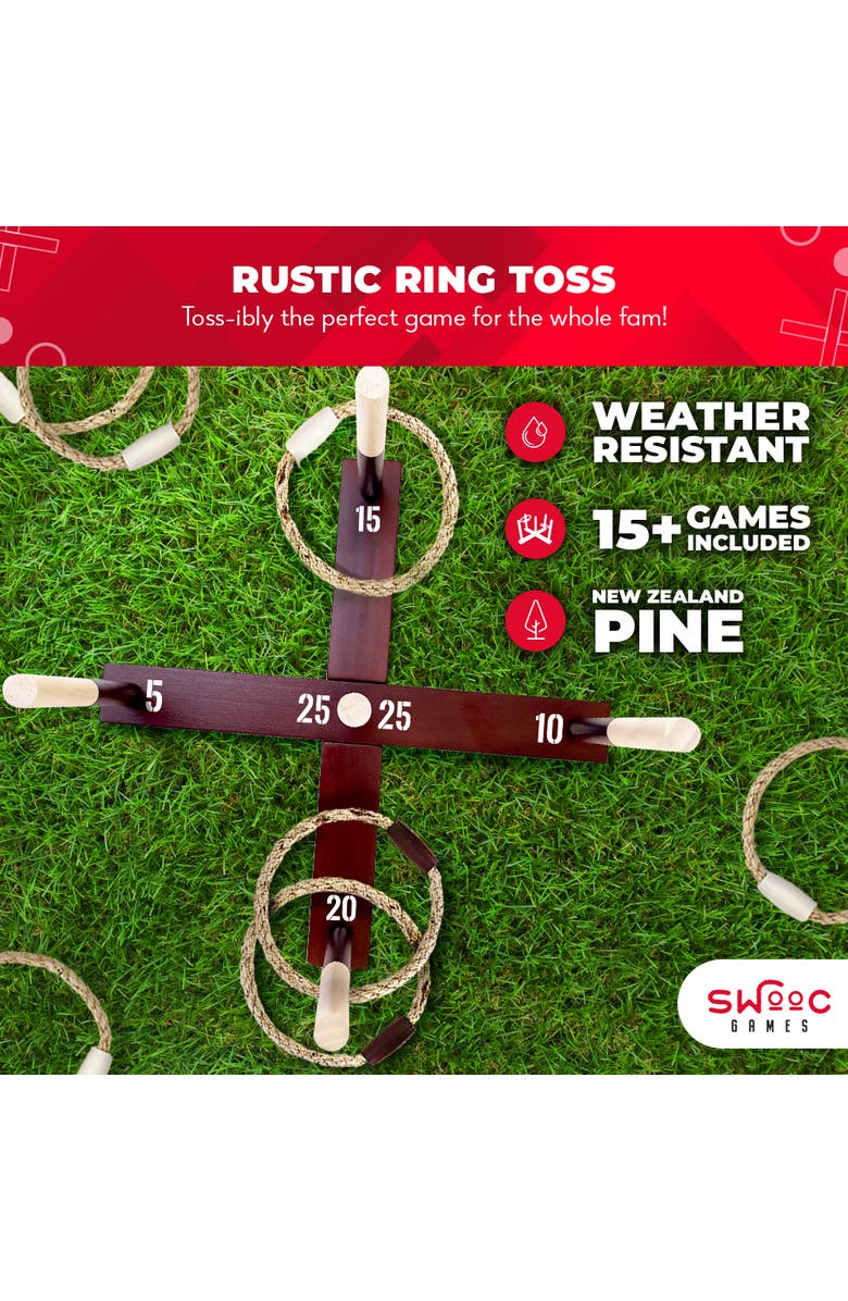 Swooc Games Premium Rustic Ring Toss Outdoor Game, Alternate, color, Brown