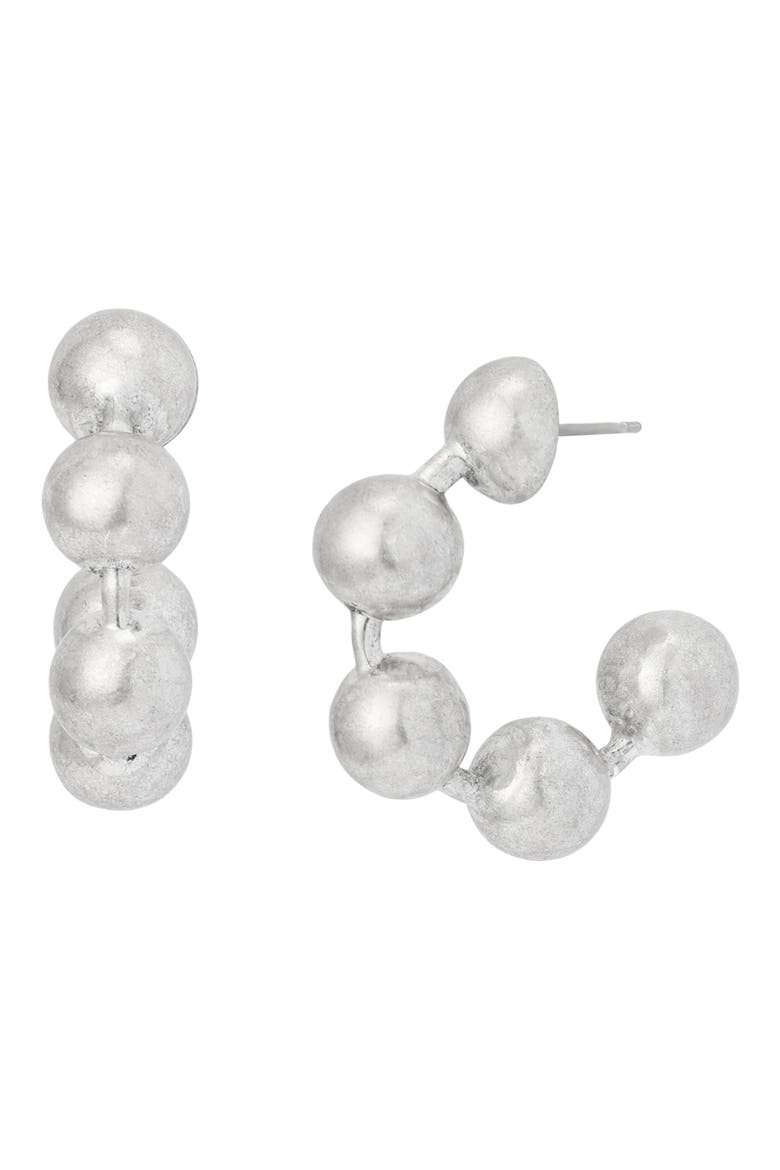 Ballchain Hoop Earrings, Main, color, WARM SILVER