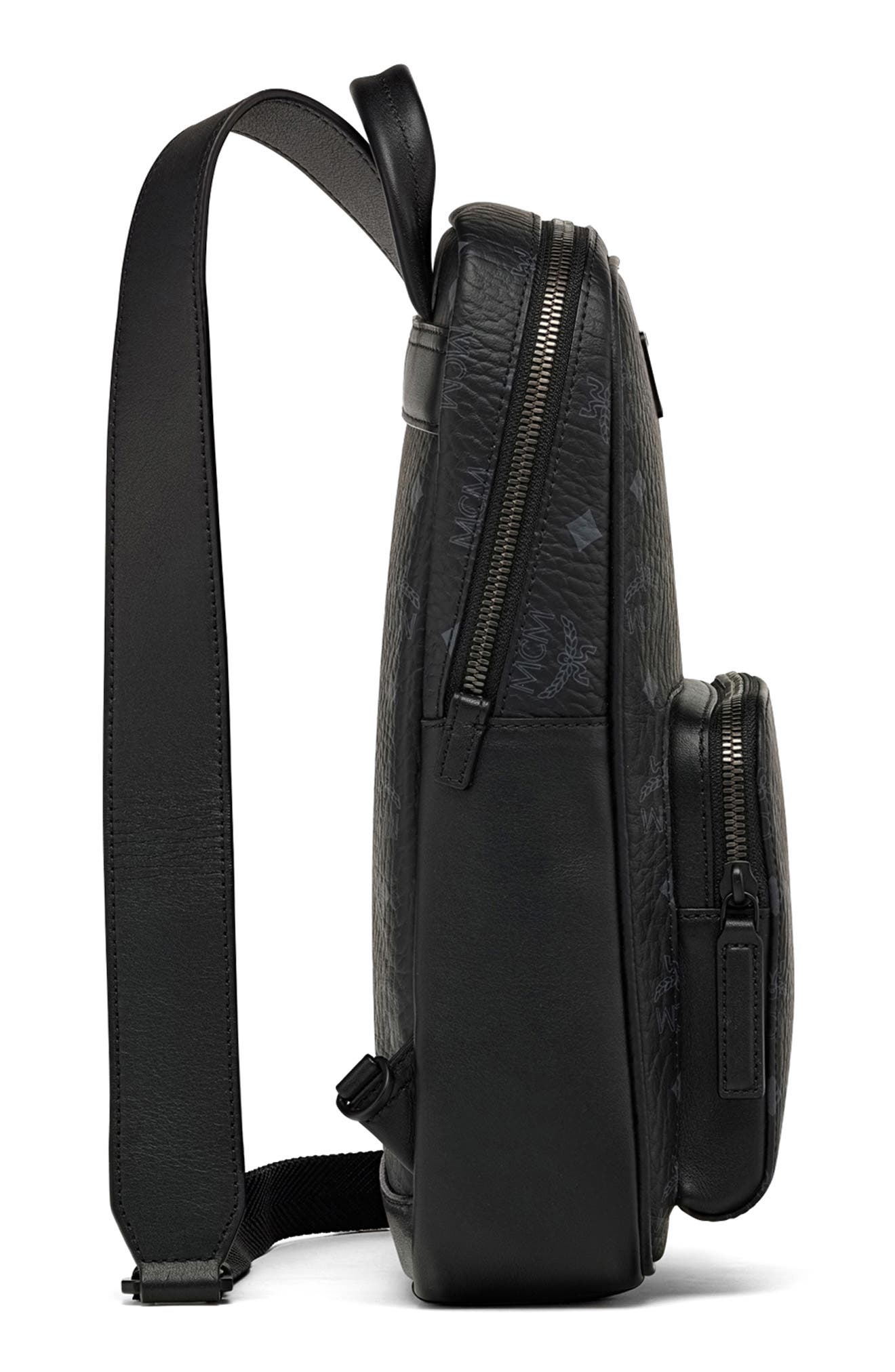 MCM Small Aren Coated Canvas Sling Bag, Alternate, color, 