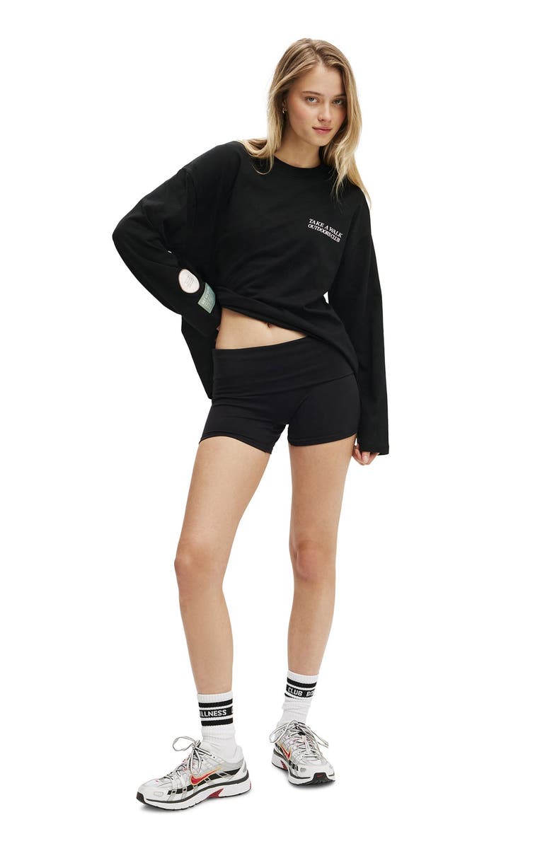 COTTON ON BODY Women's Active Long Sleeve Graphic Crew, Alternate, color, Black Outdoors Club