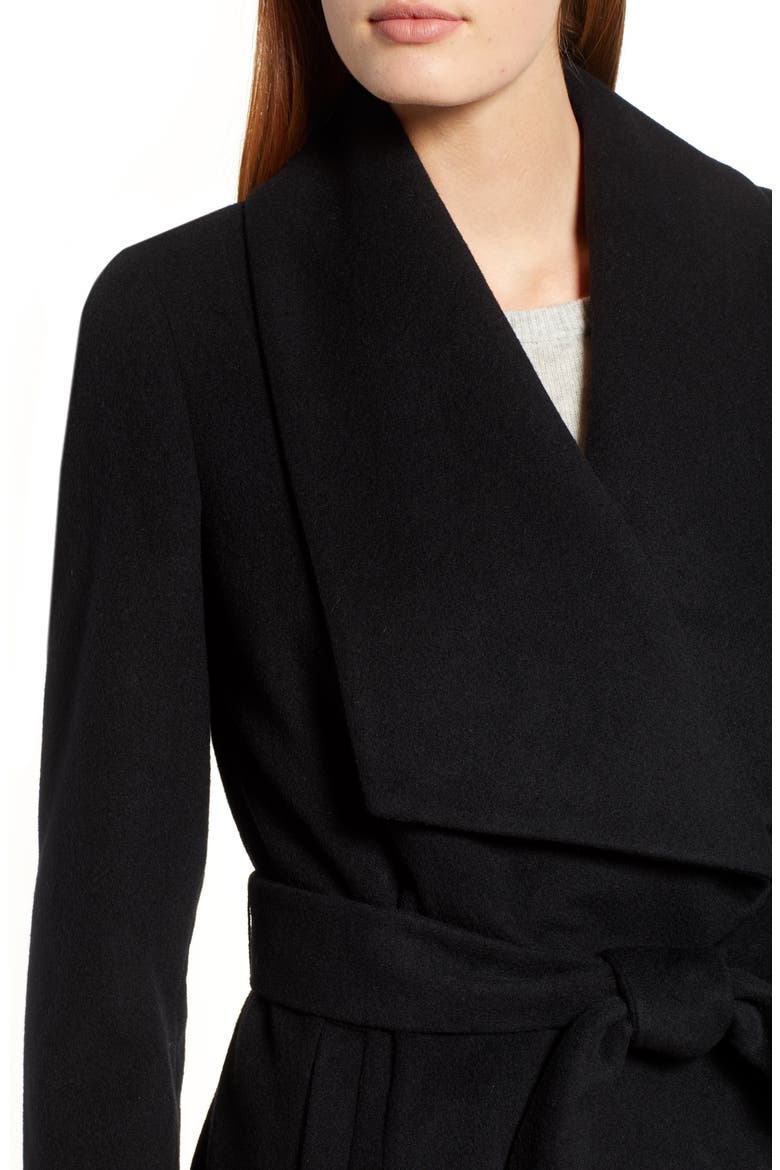 Slick Wool Blend Wrap Coat, Alternate, color, BLACK