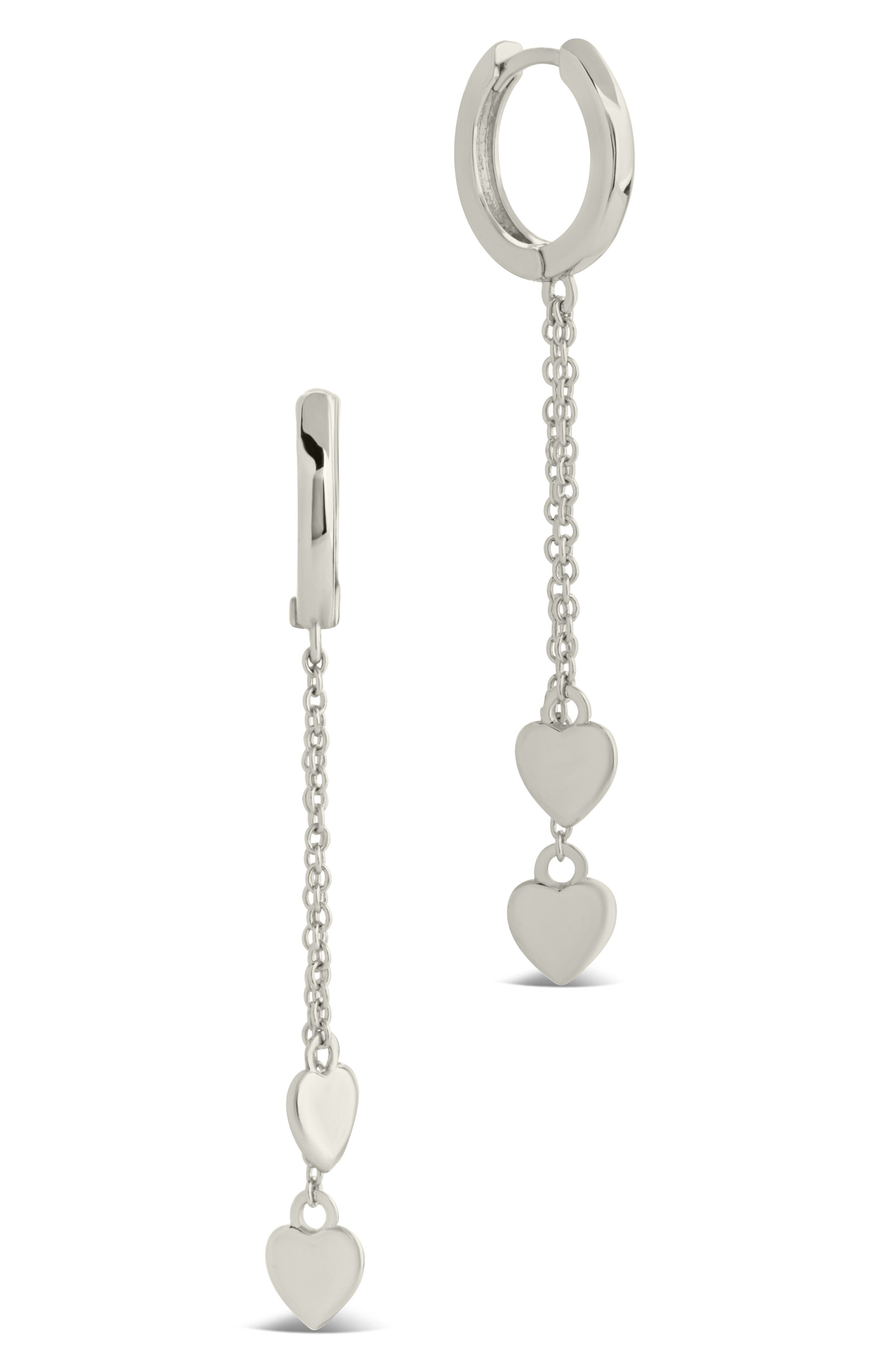 Sterling Forever Jolana Heart Drop Huggie Hoop Earrings