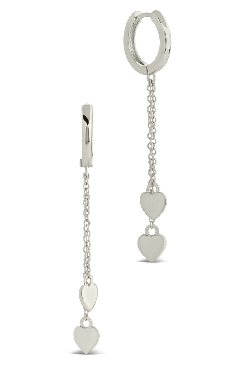 Jolana Heart Drop Huggie Hoop Earrings, Main, color, SILVER