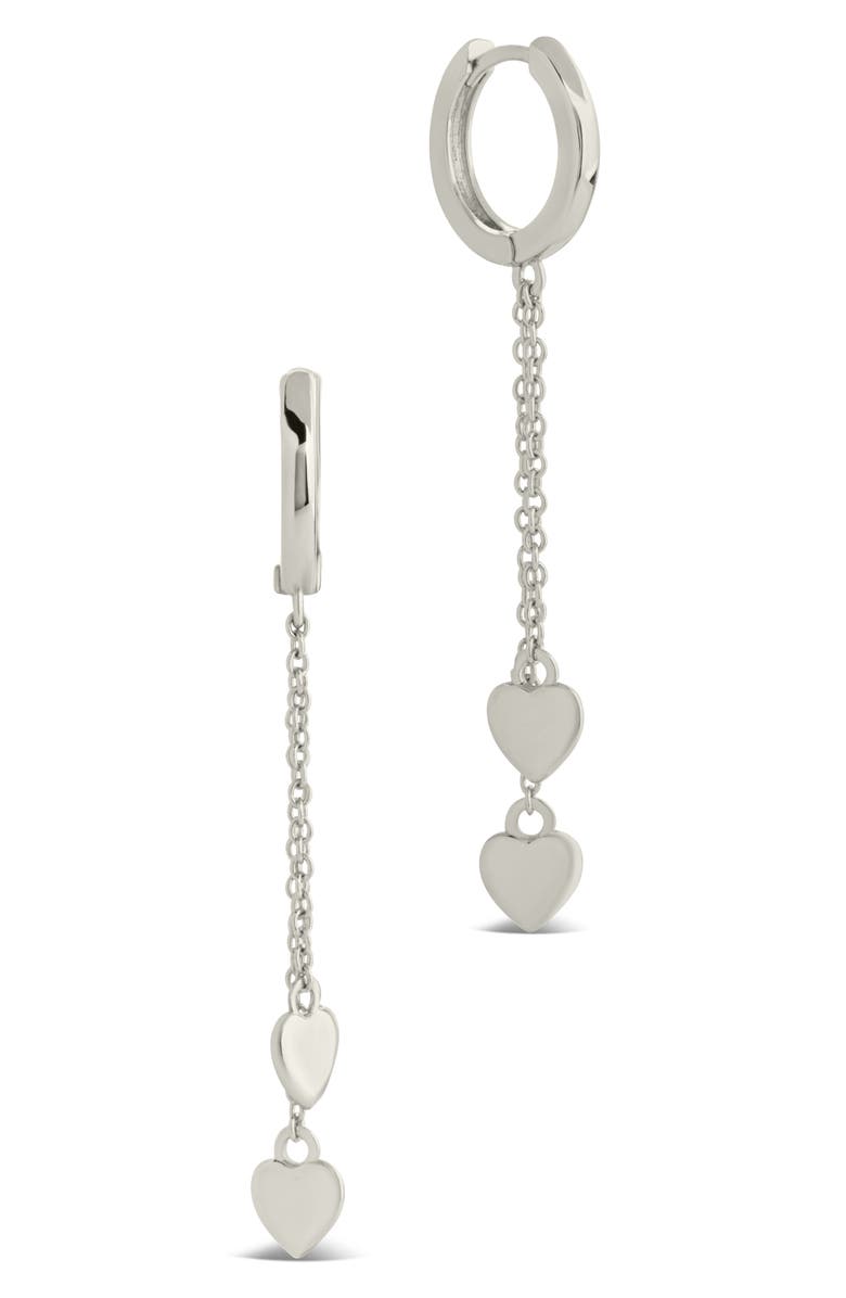 Sterling Forever Jolana Heart Drop Huggie Hoop Earrings, Main, color, Silver