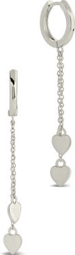 Sterling Forever Jolana Heart Drop Huggie Hoop Earrings