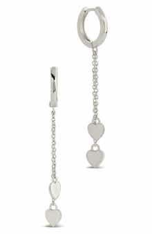 Sterling Forever Jolana Heart Drop Huggie Hoop Earrings