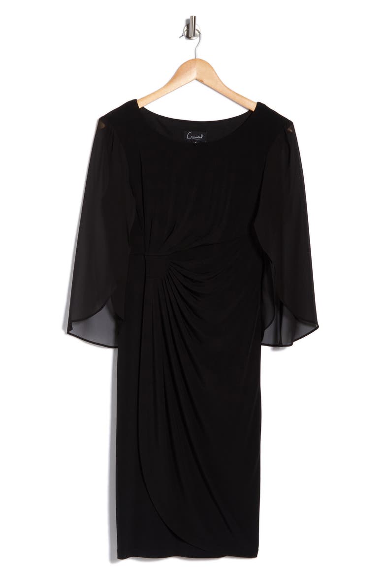 Sheer Sleeve Dress, Alternate, color, BLACK