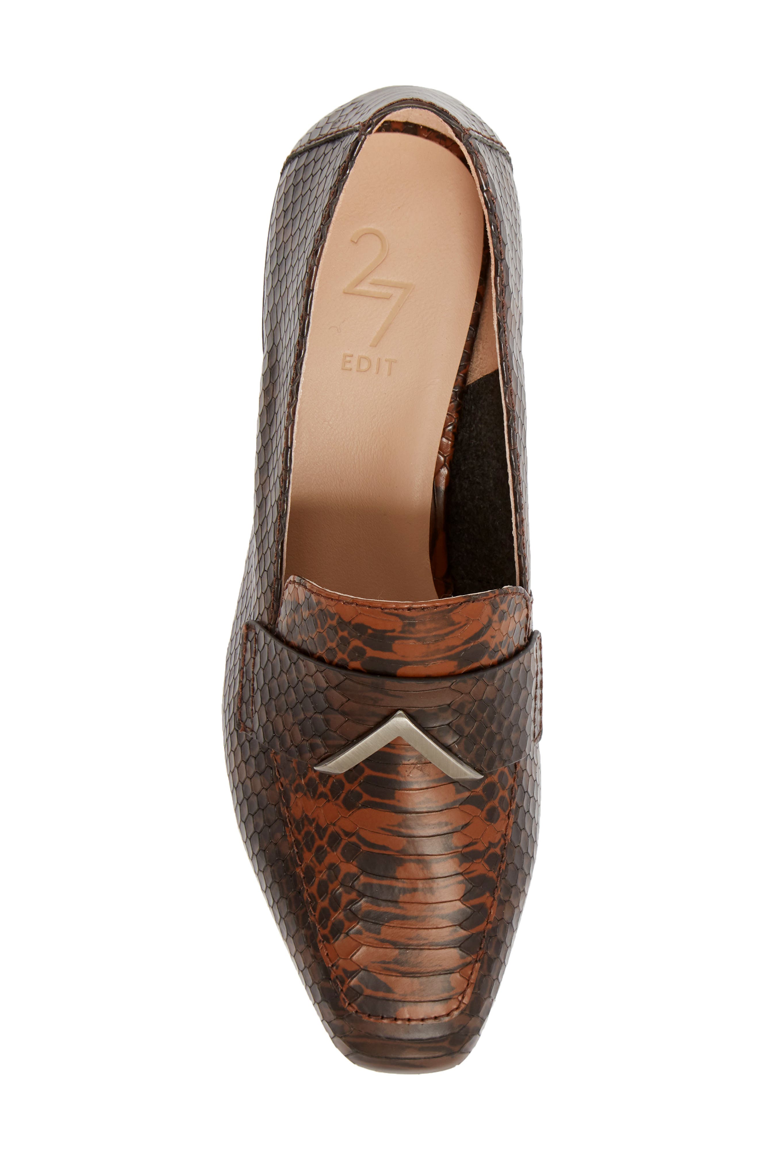 27 Edit Roxanne Loafer, Alternate, color, SADDLE/ CHOCOLATE SNAKE PRINT