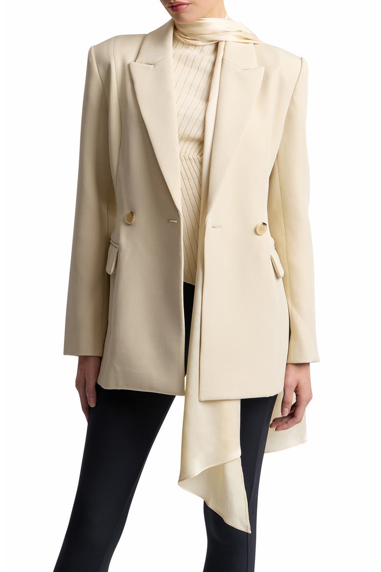 Sculpted Stretch Jacket with Detachable Scarf, Main, color, ALMOND