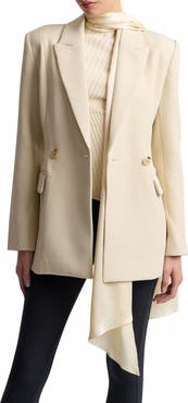 Avec Les Filles Sculpted Stretch Jacket with Detachable Scarf