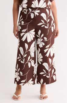 Floral High Waist Crop Wide Leg Pants