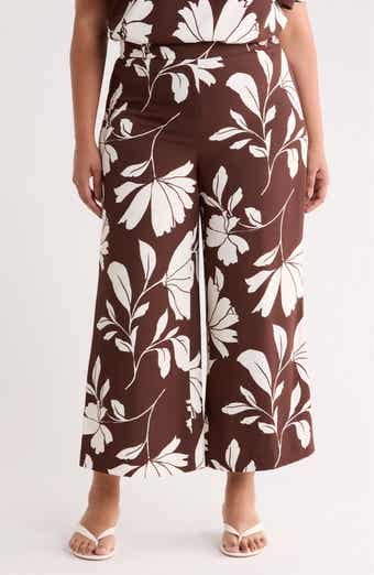 Floral High Waist Crop Wide Leg Pants