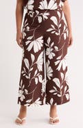 Anne Klein Floral High Waist Crop Wide Leg Pants