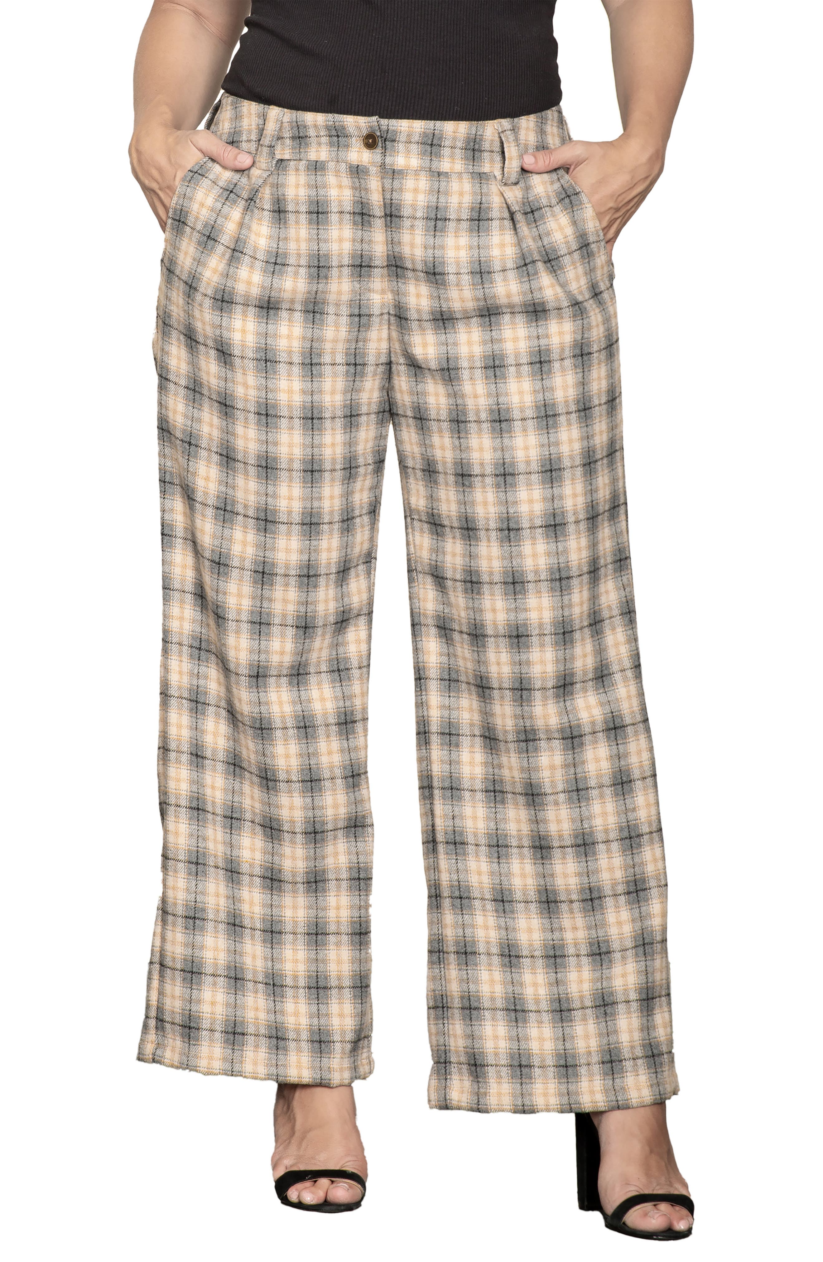 Plaid Wide Leg Pants