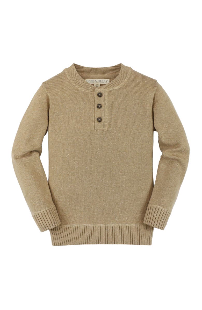 Hope & Henry Baby Boys' Organic Sweater Henley, Infant, Main, color, Camel Heather