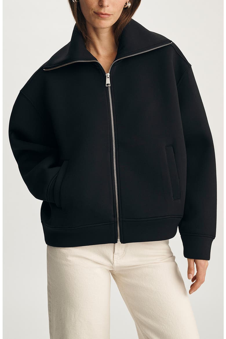 Sporty Luxe Full Zip Fleece Sweatshirt, Main, color, BLACK