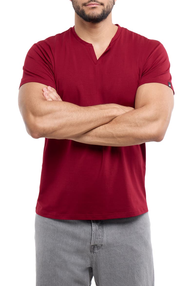 Split Neck T-Shirt, Main, color, BURGUNDY