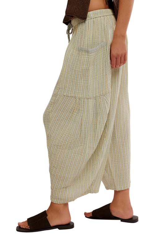 Free People Quin Stripe Cotton Drawstring Pants In Neutral
