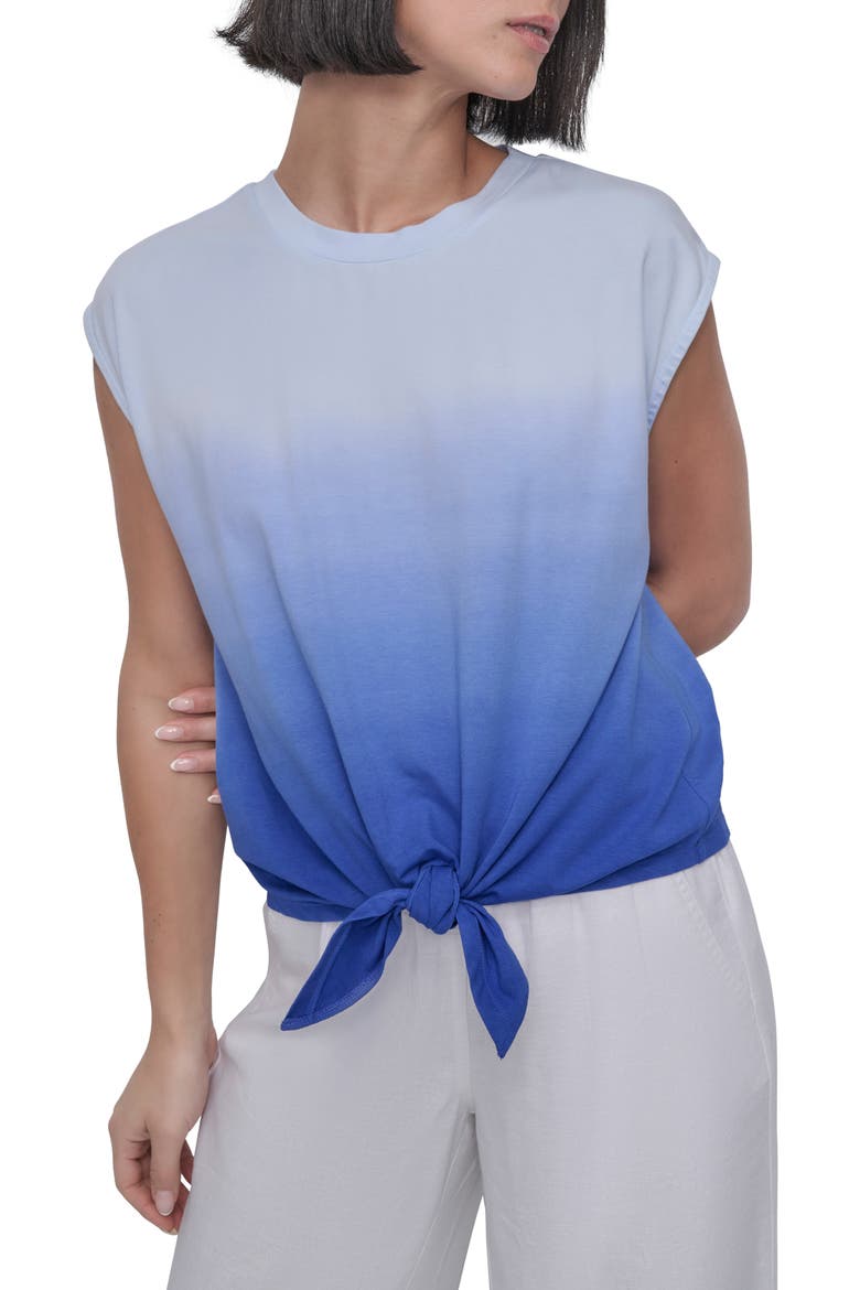 Dip Dye Tie Front T-Shirt, Main, color, DIP DYE CORNFLOWER