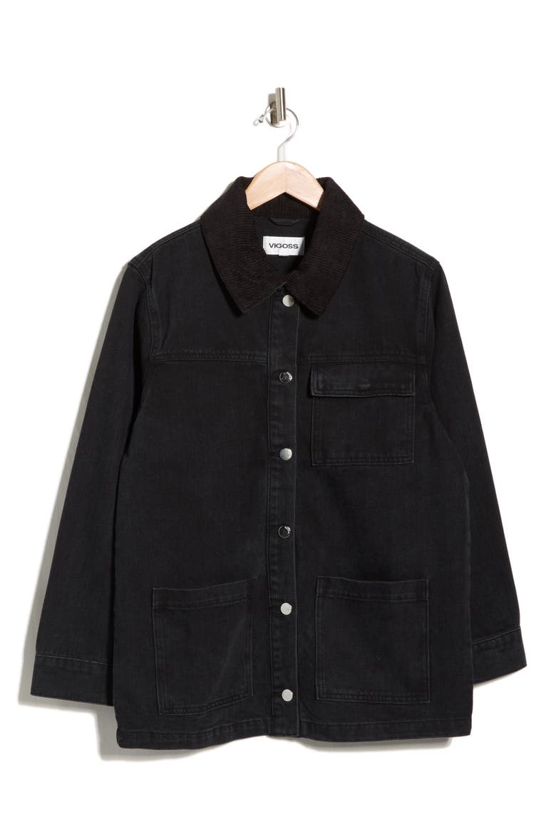 Western Denim Jacket, Alternate, color, WASHED BLACK