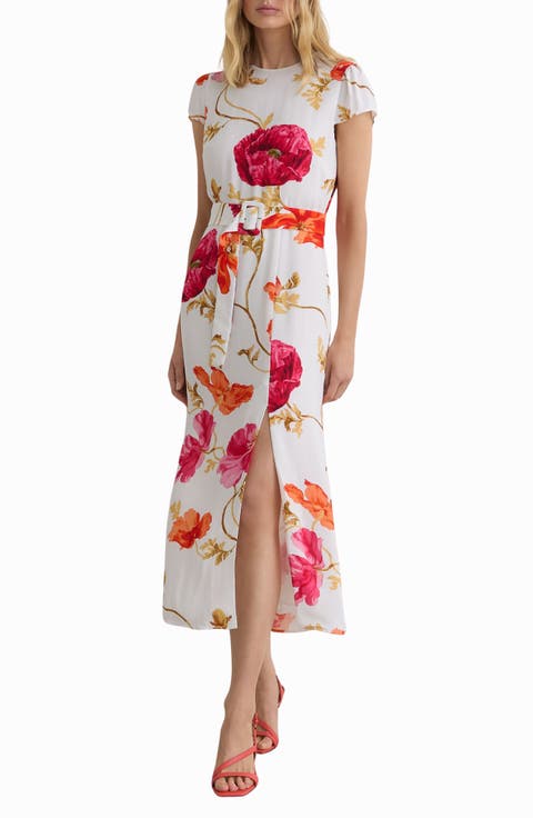 Lyra Floral Print Belted Maxi Dress