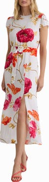 Reiss Lyra Floral Print Belted Maxi Dress